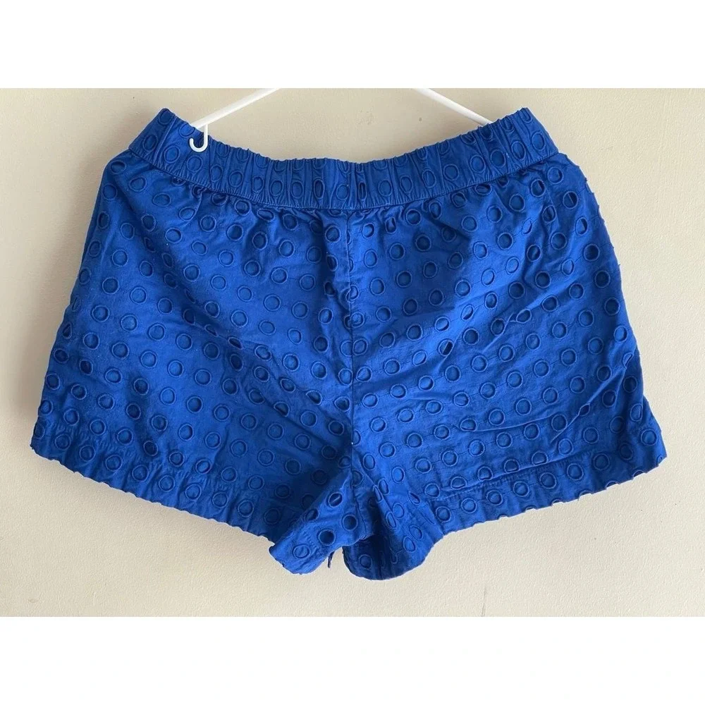 LOFT Beach Cobalt Blue Eyelet Set Button Down Shirt &‎ Shorts Top XS Shorts S